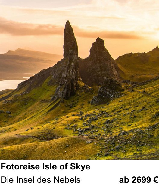 Szenischer Foto-Workshop mit dem Thema Fotoreise Isle of Skye: Die Insel des Nebels