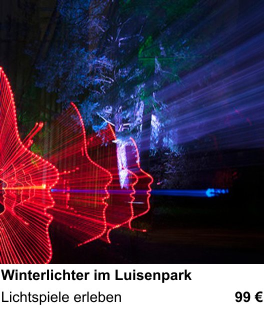 Szenischer Foto-Workshop mit dem Thema Winterlichter im Luisenpark: Lichtspiele erleben