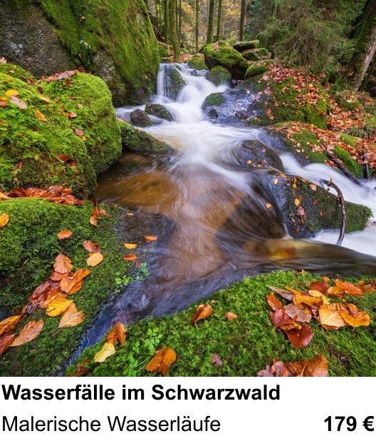 Szenischer Foto-Workshop mit dem Thema Wasserfälle im Schwarzwald: Malerische Wasserläufe