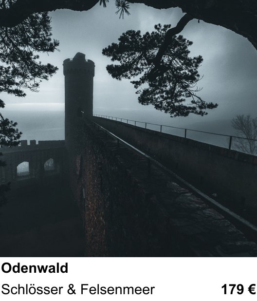 Szenischer Foto-Workshop mit dem Thema Odenwald: Schlösser & Felsenmeer
